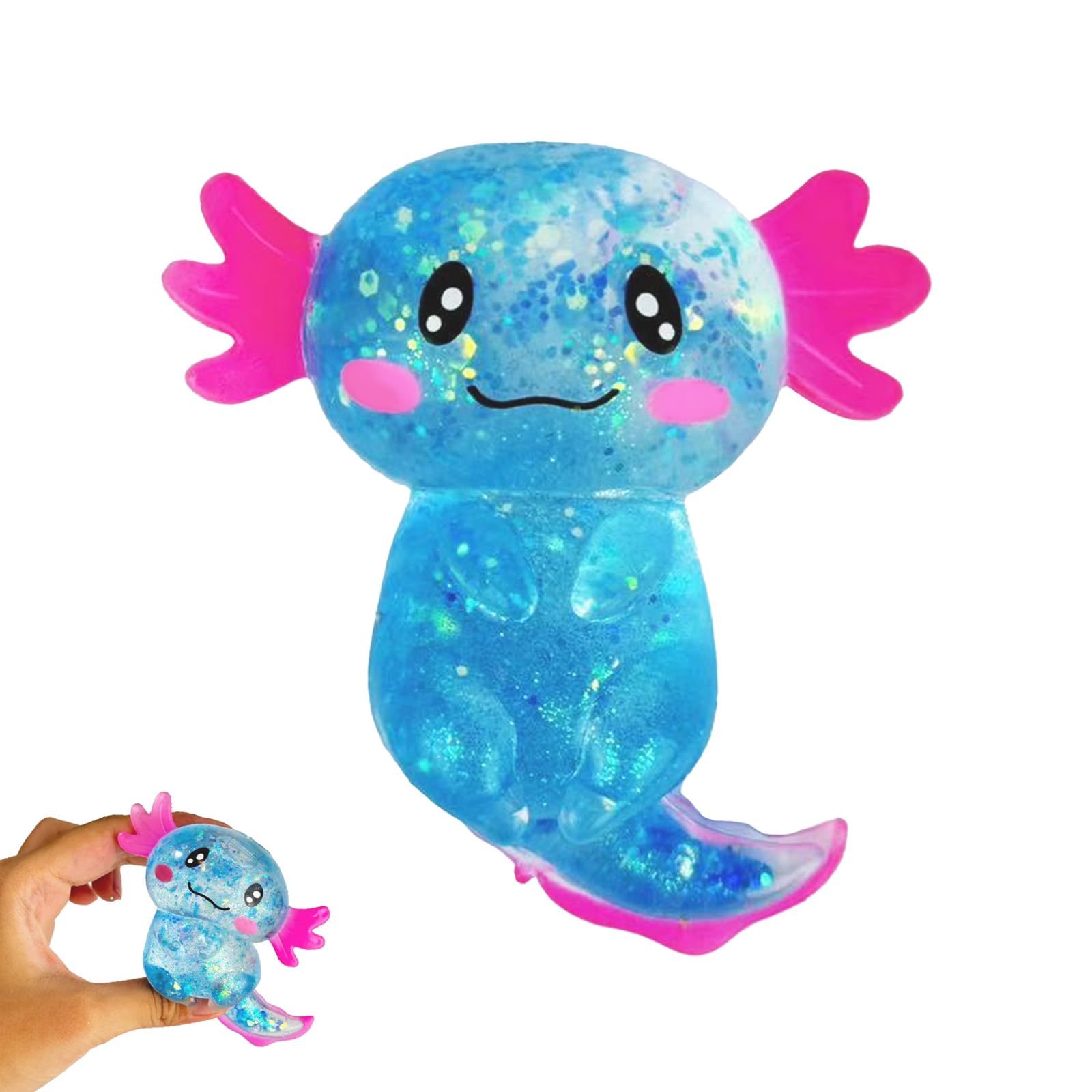 Photo 1 of (1Pcs) Sensory Fidget Stress Axolotl Toy,Cute Malt Sugar Filled Axolotl Fidget?Party Favors Axolotl Taba Squeeze,Salamander Animal Squishy Toy,Sensory Fidget Toy for Kids?Adults Soothing?Blue?