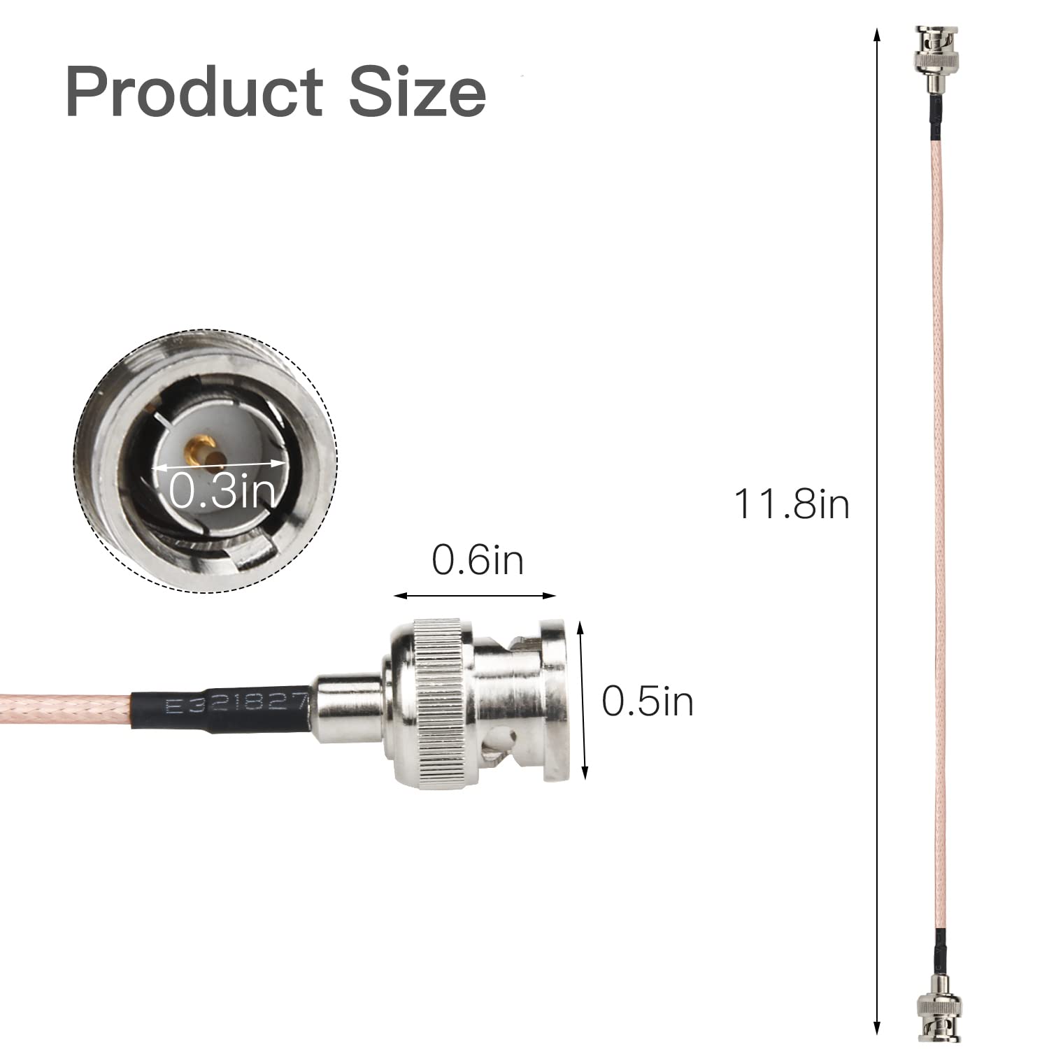 Ullnosoo SDI Cable, 2pcs 1ft BNC Male to Male 3G HD SDI Cable, 75 Ohm 12inch Coax Cable Extender Jumper Adapter RG179, for 4K 1080P Vedio 3G-SDI SDI Video Equipment, CCTV, DVR, Cameras
