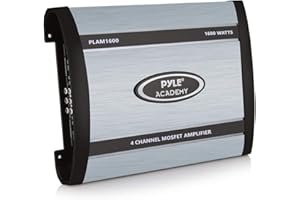 Pyle 4 Channel Car Stereo Amplifier - 1600W Bridgeable High Power MOSFET Audio Sound Auto Small Speaker Amp Box w/ Crossover, Bass Boost Control, Silver Plated RCA Input Output - Pyle PLAM1600