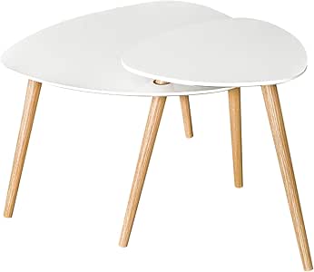 HOMCOM Mesa de Café Mesita de Centro Nórdico Pata de Madera Maciza Mesa