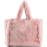 Women Tote Bag Fluffy Faux Fur Handbags Large Capacity Shopping Shoulder Bag Furry Clutch Handbag