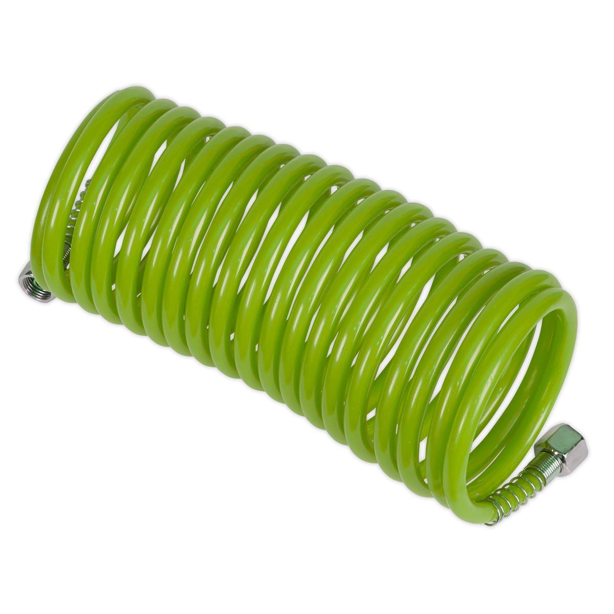 Sealey 5m x Ø5mm PE Coiled Air Hose with 1/4"BSP Unions - Green - SA335G