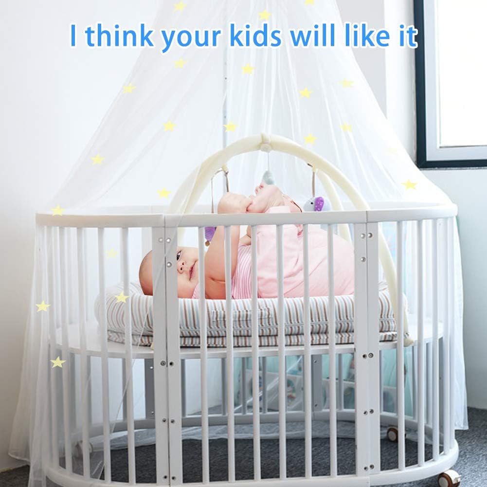AMMER Fluorescent Stars Glow Bed Canopy, Mosquito Net for Baby, Kids, Girls or Adults, Suit for Cribs, Single Bed, Twin Bed or Full Size Bed: Home & Kitchen