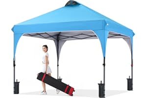 COOSHADE Pop Up Canopy Tent, 10x10 Easy Setup Instant Sun Protection Beach Shelter,Portable Sports, Sky Blue