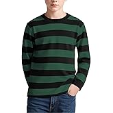 Silenroar Boy's Long Sleeve T-Shirts Striped, Cotton Blend Crewneck Tee Kids Stripes Shirt