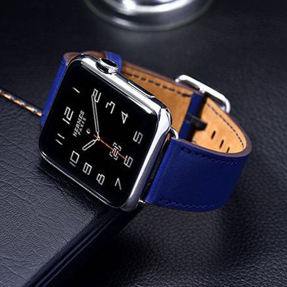 Apple Watch Band 42mm - Genuine Leather iWatch Band Replacement for Apple Watch Series 3/2/1 (Blue)