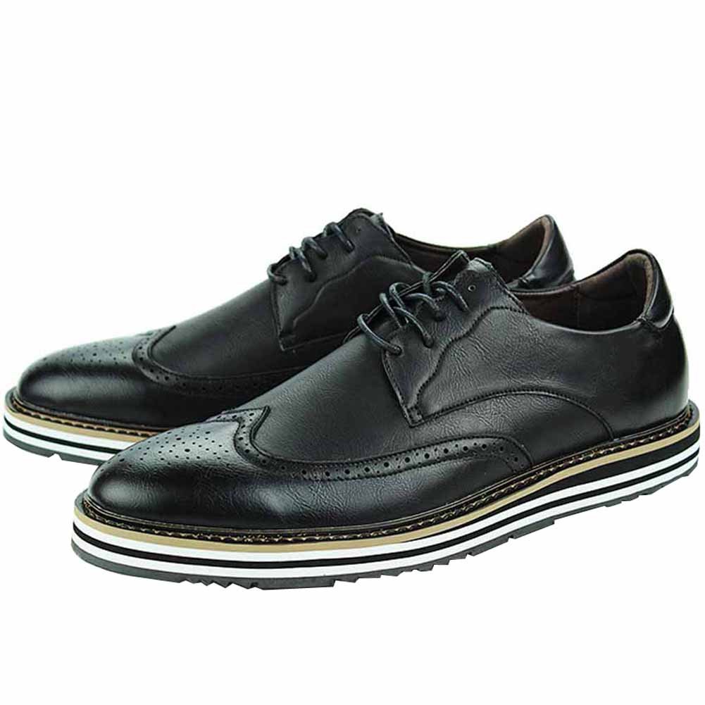 Odema Men's Classic Leather Oxford Wingtip Lace Up Dress Shoes Bridegroom Oxfords Black US6.5 US7 - Image 5