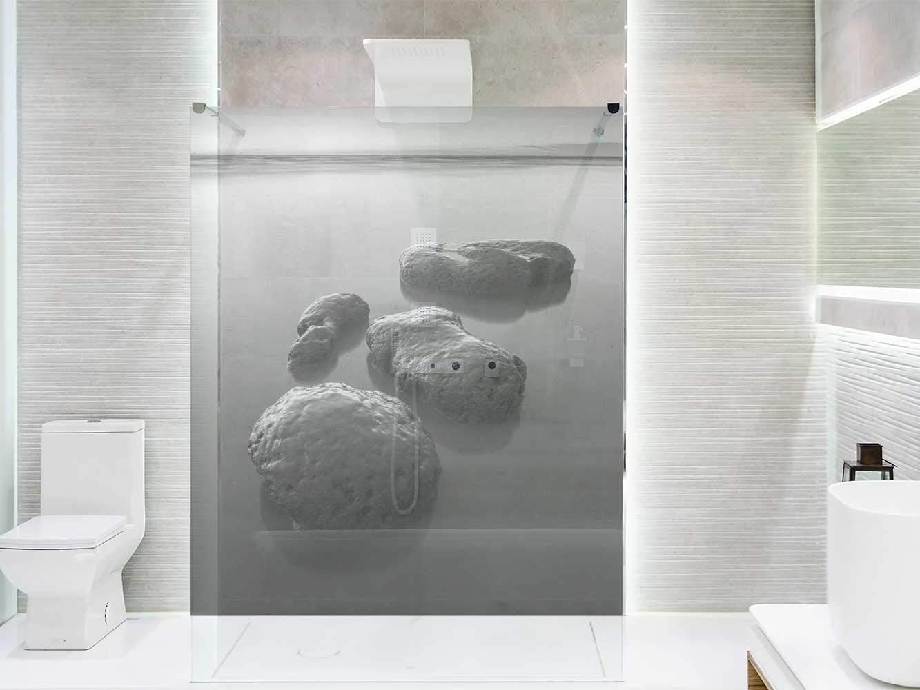 Vinilo Transparente para Mamparas de Ducha y Baños Piedras ...