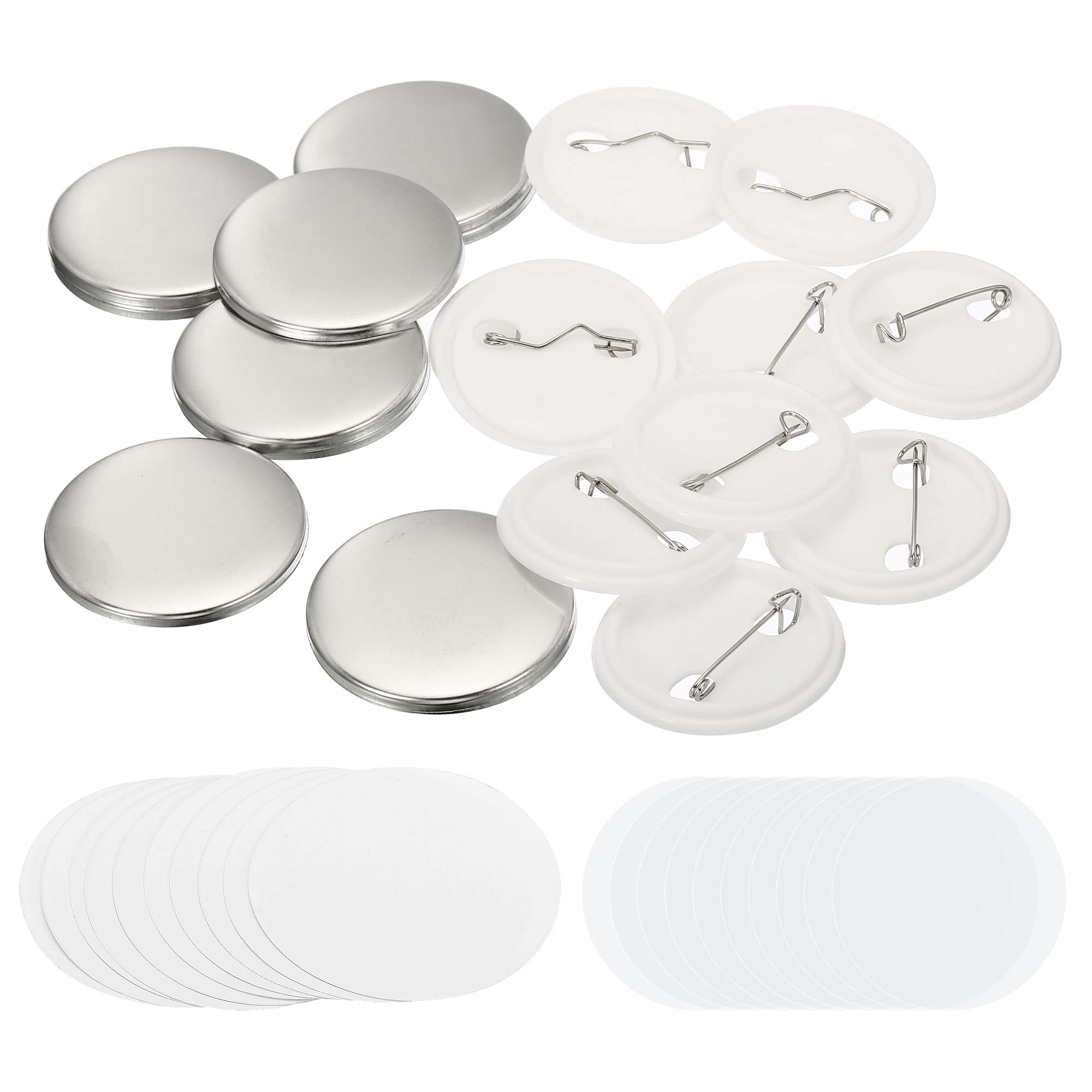 PATIKIL 1.44inch Button Parts, Blank Button Making Supplies,10Pcs Round Badge Parts DIY Pin Maker Kit for Button Maker Machine with Metal Cover Plastic Base, Film and Blank Paper
