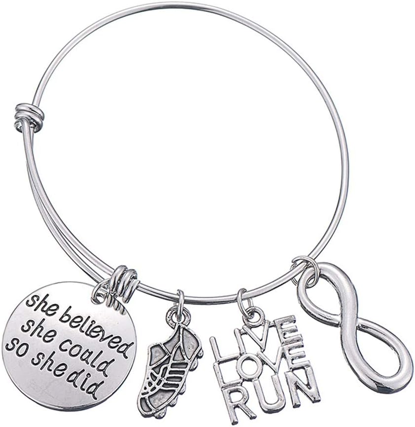 I Love Running ‘’Live Love Run Sport Bangle and Bracelet for Girls