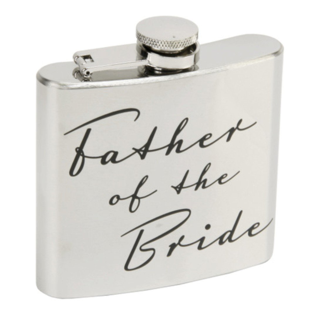 Amore Stainless Steel Silver 5oz Hip Flask. Father of The Bride