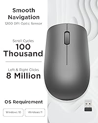Lenovo 530 Full Size Wireless Computer Mouse for