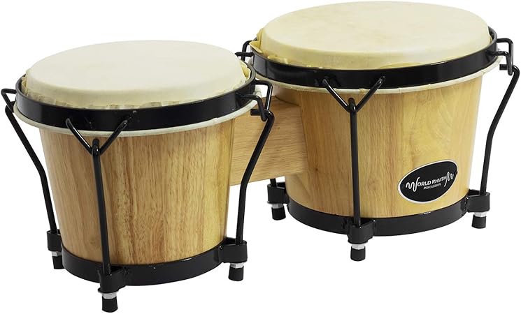 Tiger Music World Rhythm Bongo Drums In Natur Lackiert Holz Bongos Fur Anfanger Ohne Tasche Naturliches Holz Amazon De Musikinstrumente