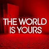 The World is Yours Neon Sign,Red Dimmable LED Light Signs for Wall Art Decor,Backdrop for Cinema Bedroom Club Party Man Cave,Gift for Boys Teen Men USB Powered(14.2"*5.5")