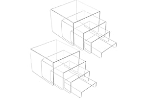 MerryNine 8 Pcs Acrylic Risers for Display, Clear Square 4-Tier Display Stand, Acrylic Shelves Display Shelf for Collectibles
