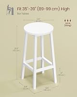 VASAGLE Bar Stool Set of 2 Round Chair High Kitchen Seat 65 cm view 5