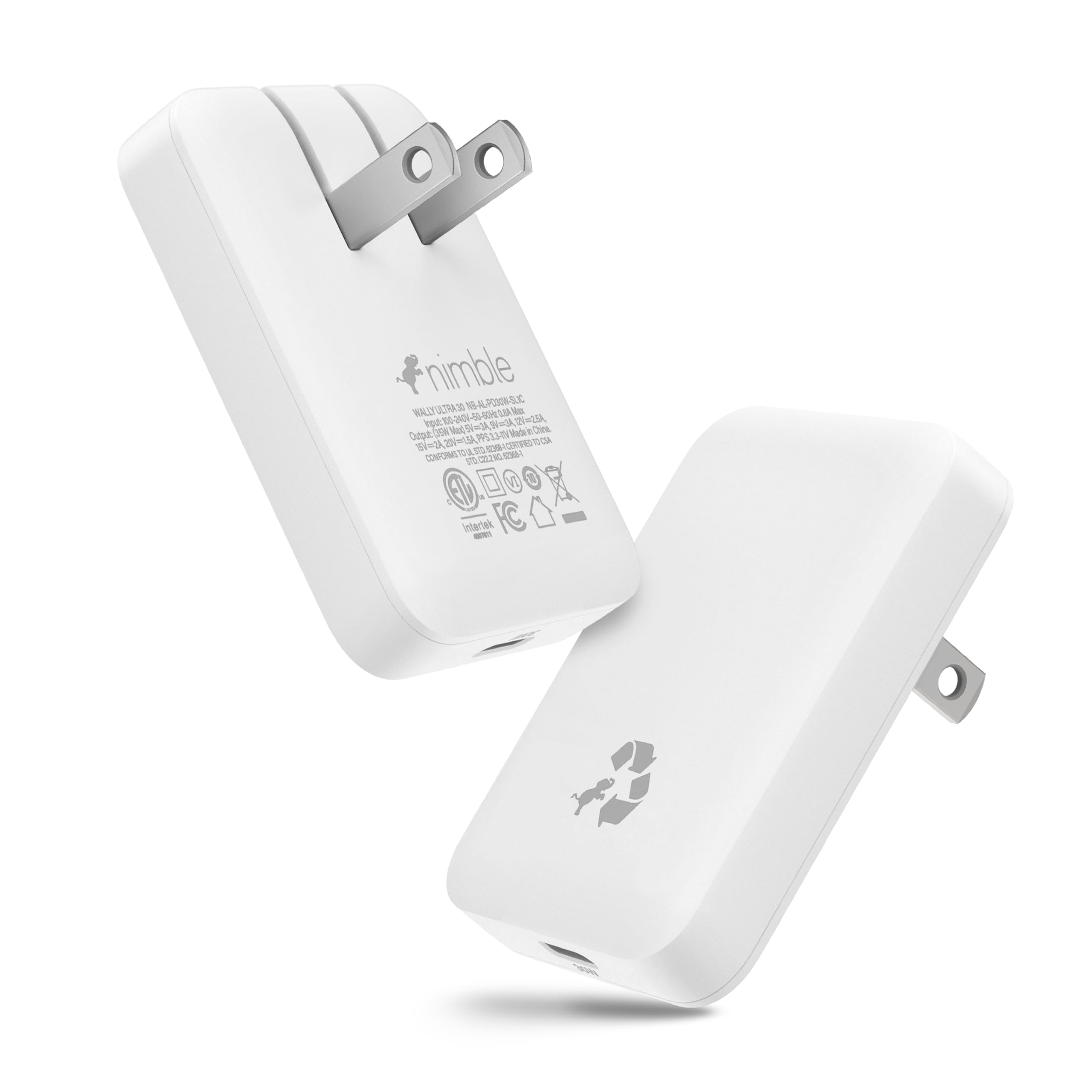 Nimble Wally Ultra Flat USB C Charger, 30W Slim Wall Charger Travel Ready Fast Charging Block, Foldable Power Adapter for Macbook iPhone 17/16/15/14/13 Pro Max, Samsung Galaxy Pixel Tablet Airpod iPad