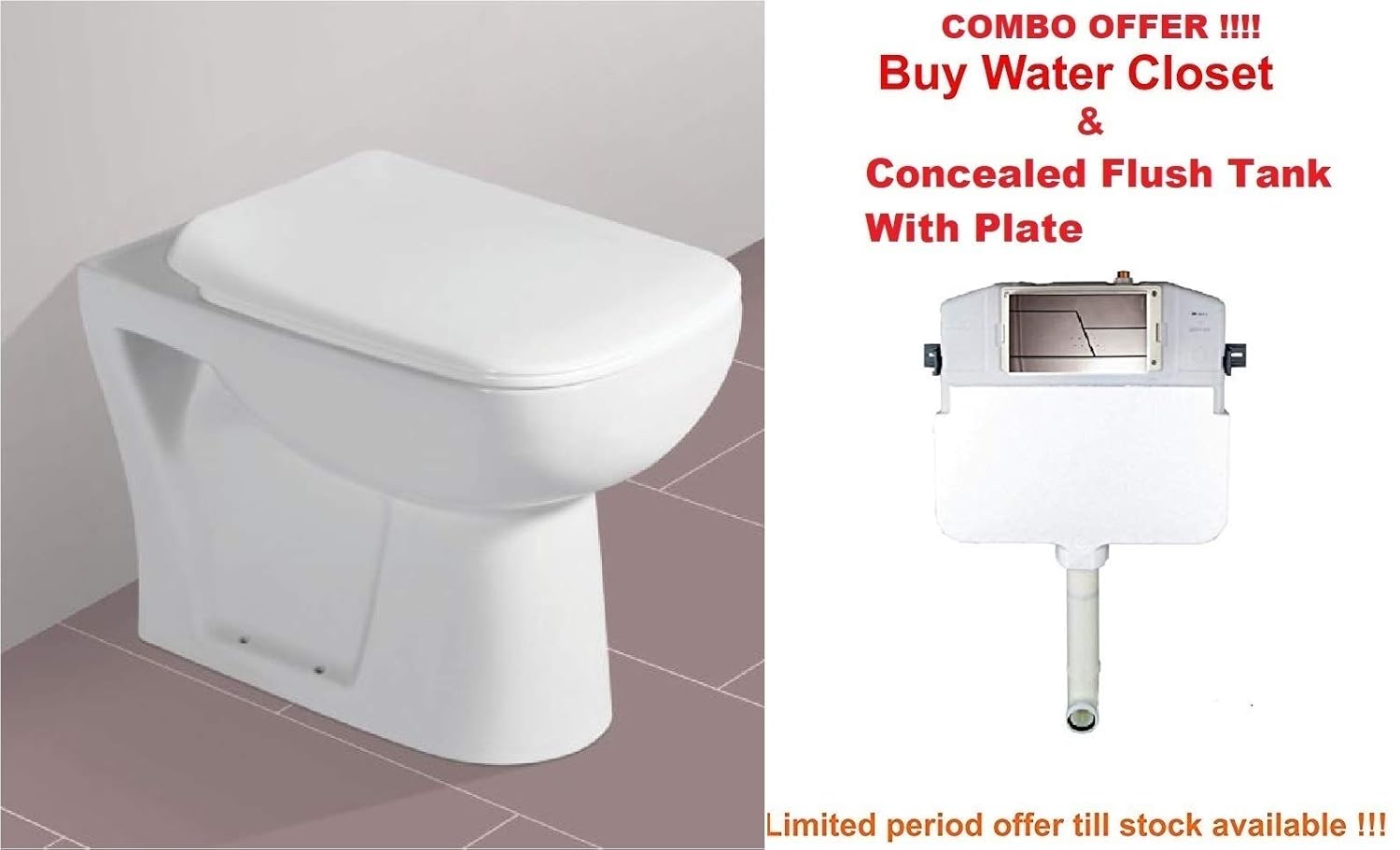 Combo Offer Concealed Cistern Tank & Ceramic Floor Mounted European
