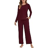 Namatime Womens Pajama Sets 2 Piece Lounge Set Sleepwear Soft Loungewear with Pockets Ladies Comfy Long Sleeve wrinkles Pjs