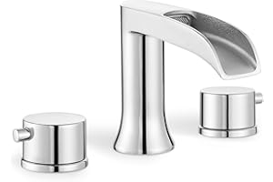 HEYMYTAP Waterfall Bathtub Faucet Set, Chrome Deck Mount Tub Faucet High Flow Brass Bath Tub Faucets 6-16 Inch 2 Handle Widespread Roman Tub Faucet 3.25 gal/Min Psi 60 1/2" Water Supply Line No Leaks