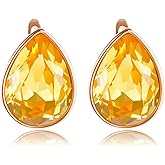 Teardrop Hoop Earrings for Women Hypoallergenic 14KGold-Plated Bride/Bridesmaid Dangle Earring Crystal Jewelry for Women Gift