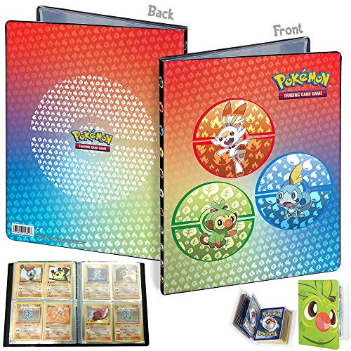 Totem World Sword & Shield Galar Starters 4 Pocket Portfolio with a Totem Mini Album Binder Grookey - Perfect for Holding up to 80 Pokemon Cards