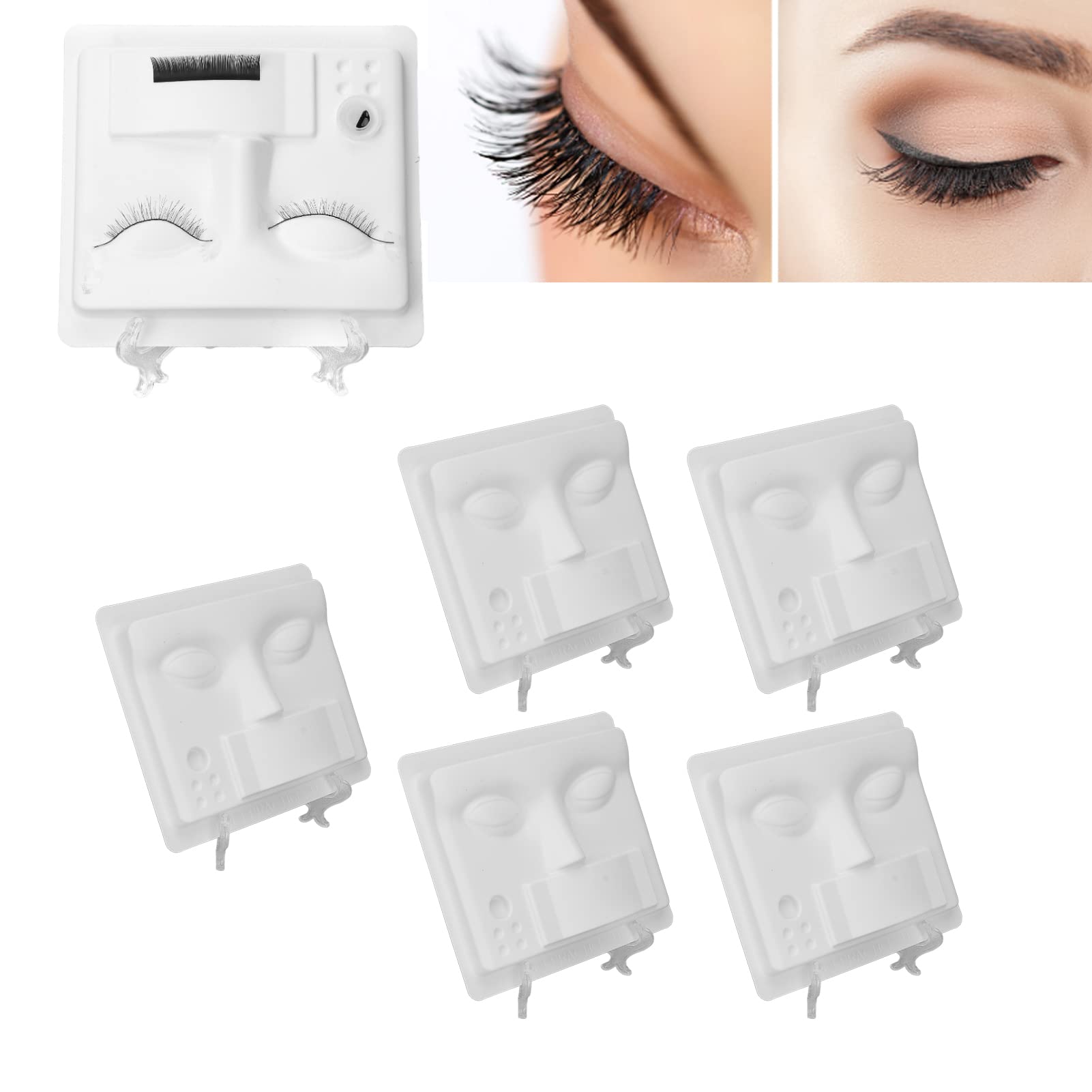 DEWIN Practice Lashes, Eyelash Extension Training Kit Natural Practice 5 Pcs Holder for Eyelash Extensions Tray for beginners