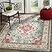 SAFAVIEH Monaco Collection 3' x 5' Light BlueFuchsia MNC243J Boho Chic Medallion Distressed Non-Shedding Living Room Bedroom Accent Rug