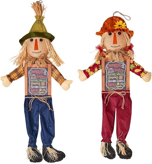 Amazon Com Grace Home 36 Hanging Scarecrow With Chalkboard Sign