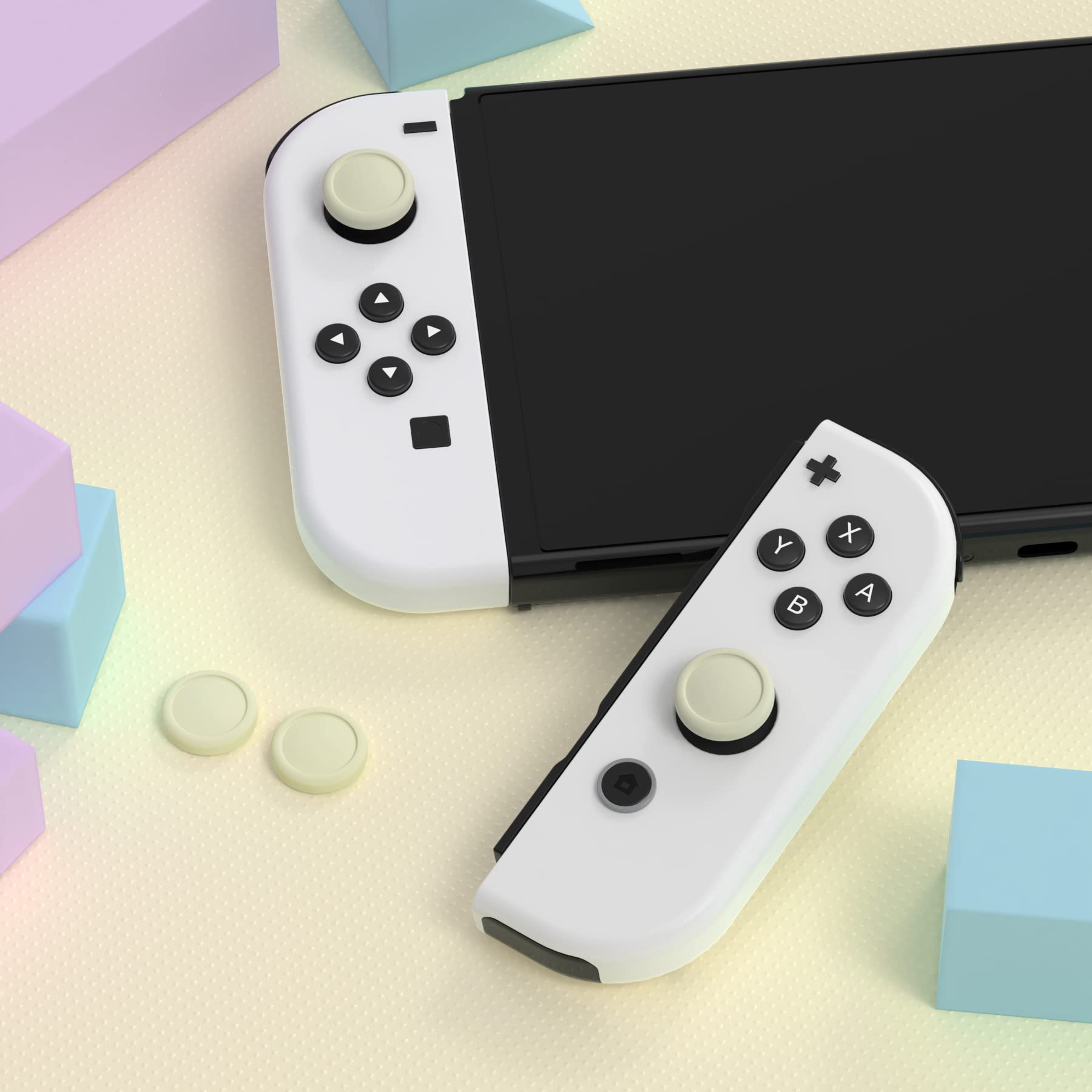 eXtremeRate PlayVital Switch Joystick Caps, Switch Lite Thumbstick Caps, Silicone Analog Cover for Switch OLED Joycon Thumb Grip Rocker Caps for Nintendo Switch & Switch Lite - Antique Yellow
