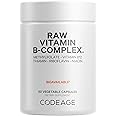 Codeage Raw Vitamin B-Complex Supplement - Essential B Vitamins with Probiotics, Digestive Enzymes, Fruits & Vegetables - 2-Month Supply - Methylfolate - Biotin - Vitamin B12 - Non-GMO - 60 Capsules