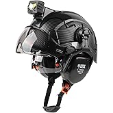 GREEN DEVIL Hard Hat Safety Helmet with Rechargeable Headlamp Light and Visor Ear Muffs Vented Work Hardhat ANSI Z89.1 Cascos De Construccion for Industrial Construction Forestry