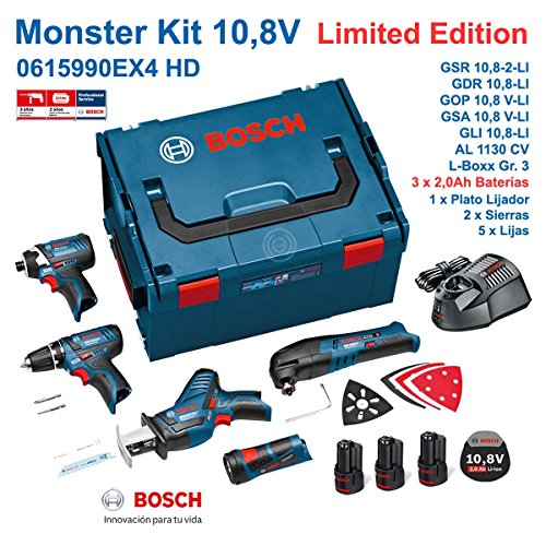 Bosch Five-Tool-Set LIMITED EDITION 10,8V (GSA GOP GLI GDR GSR with 3x 10.8V 2.0Ah AL1130CV in L-Boxx Gr. 3 HD (LIMITED EDITION) by Bosch