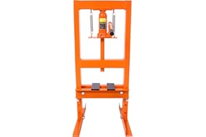 HRVEOCEI 6 Ton Shop Press with Press Plates, H-Frame Hydraulic Press Height Adjustable, Heavy Duty Hydraulic Power Unit for Auto Repair Shops, Mechanical Workshops, Garages, Basements (Orange-H)