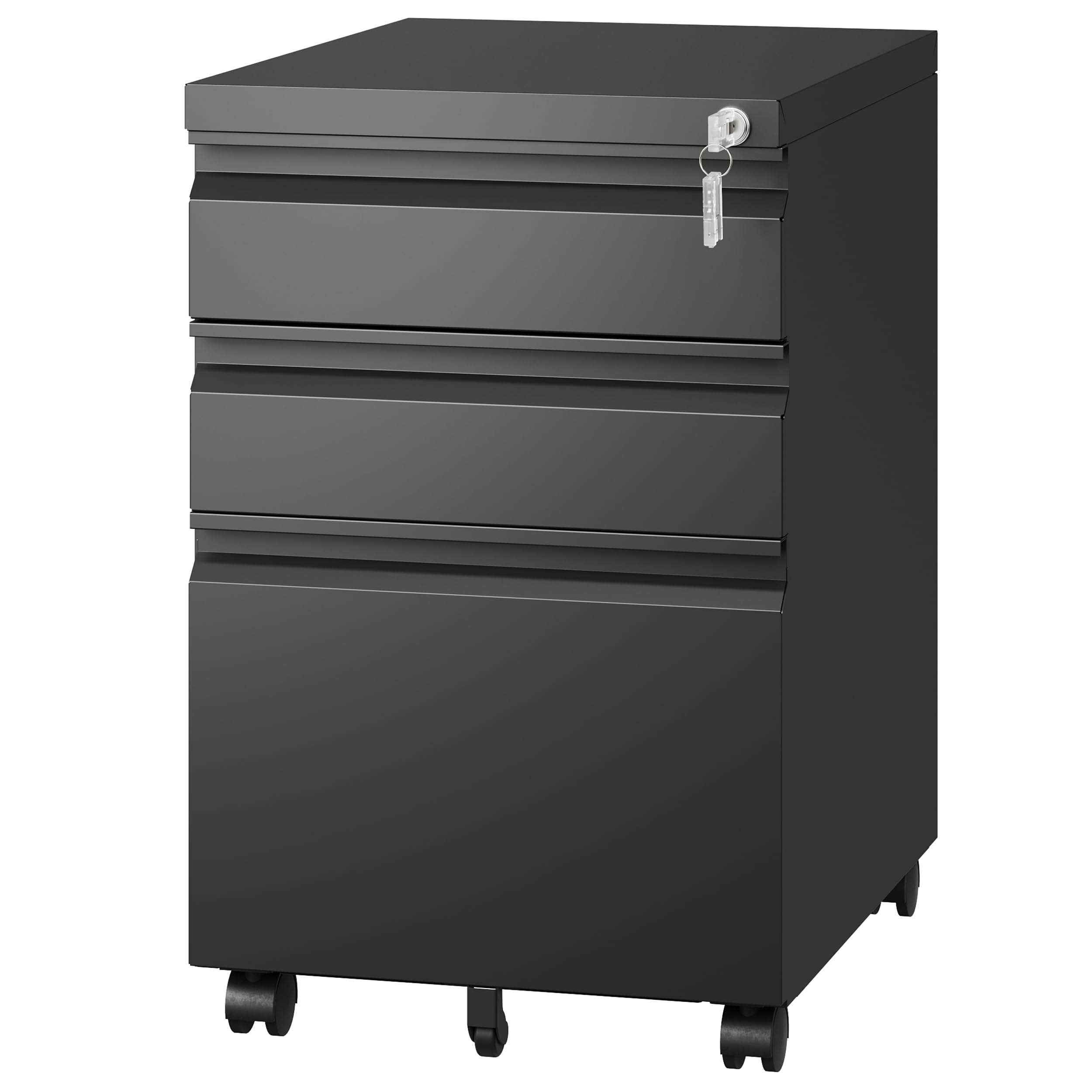 Photo 1 of **With scratches*** Letaya 3 Drawer Mobile File Cabinet with Lock,Under Desk Metal Filing Cabinets for Home Office Organizer Letters/Legal/A4((Fully Assembled-Black)