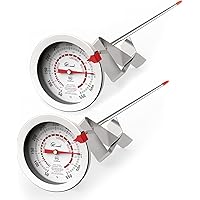 2 Packs Candy/Deep Fry Thermometer with 12'' Food Grade Probe and Clip, Fast Instant Read Large 2" Dial,Temperature Range 100