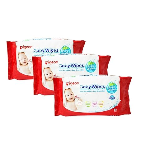 Pigeon Water Base Baby Wipes (82 Sheets, Pack of 3) - 246 sheets