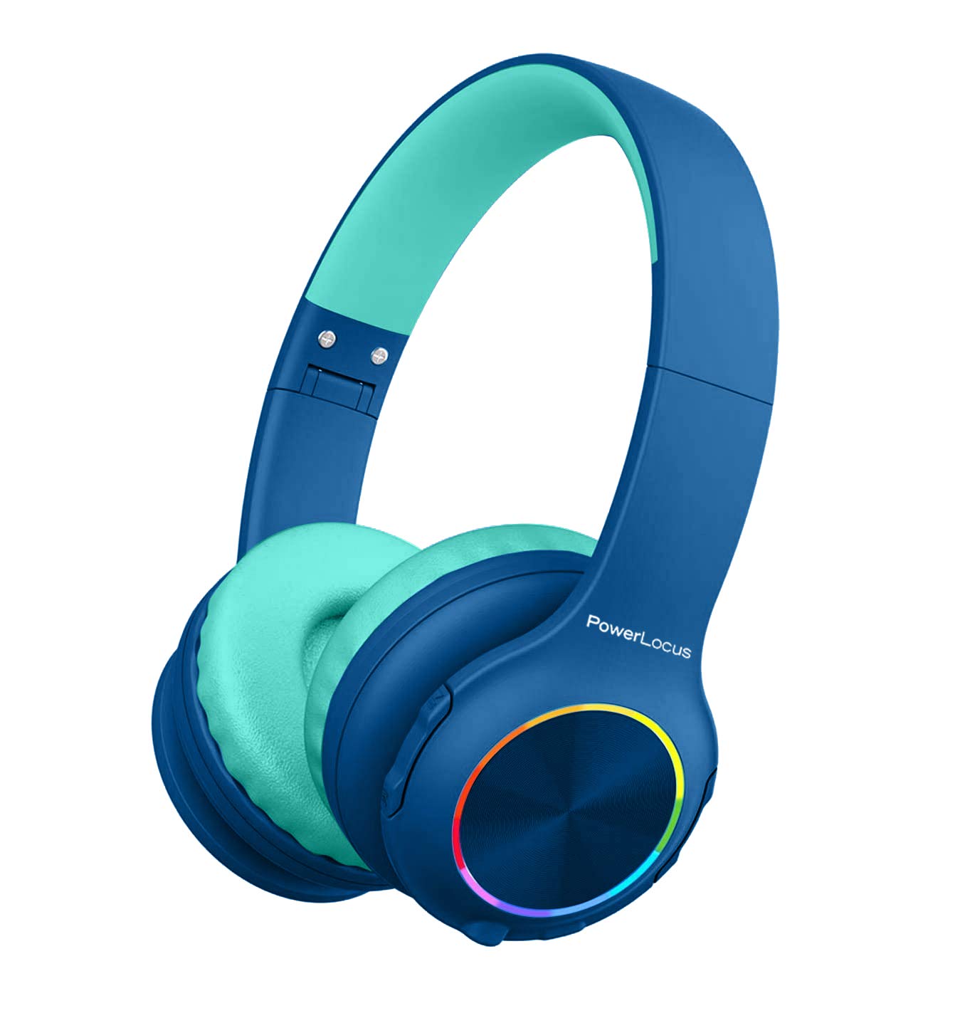PowerLocus Kids Headphones, Bluetooth Headphones Over Ear for Kids with LED Lights, 94db Volume Limited Headphone, Micro SD/TF, Foldable with Hi-Fi Stereo, Built-in Mic for School/Tablet/Travel (Blue)