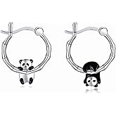 Panda Earrings for Women Sterling Silver Panda Hoop Earrings Jewelry Panda Earring for Women