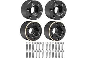 NXUEBDU 4Pcs Brass Weights 1.9 2.2 Inches Beadlock Wheels 12mm Hex Wheel Hub Widen Adapters for SCX10 TRX4 1/10 RC Crawler Upgrades (Black, 12mm)