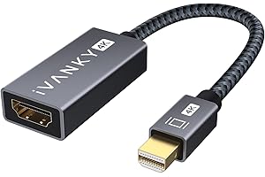 IVANKY 4K Mini DisplayPort to HDMI Adapter, 4K@30Hz Mini DP to HDMI Adapter, Gold-Plated/Braided Thunderbolt 2 to HDMI Compatible with MacBook Air/Pro, Microsoft Surface Pro/Dock, Monitor, Projector