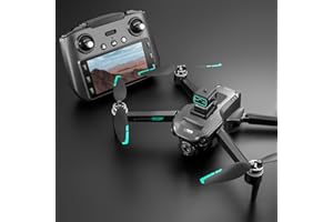 ikaufen S159 Drone with Built-in 5.9in screen control, GPS positioning, brushless motor, optical flow positioning, ESC camera, obstacle avoidance function, body tips power consumption+2 Battery(S159 screen control+ 2 Battery Black)