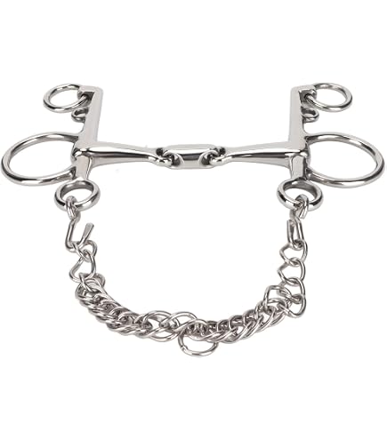 Pelham Horse Bit Double Jointed With Oval Link Lozenge – Fat Shank Snaffle, Stainless