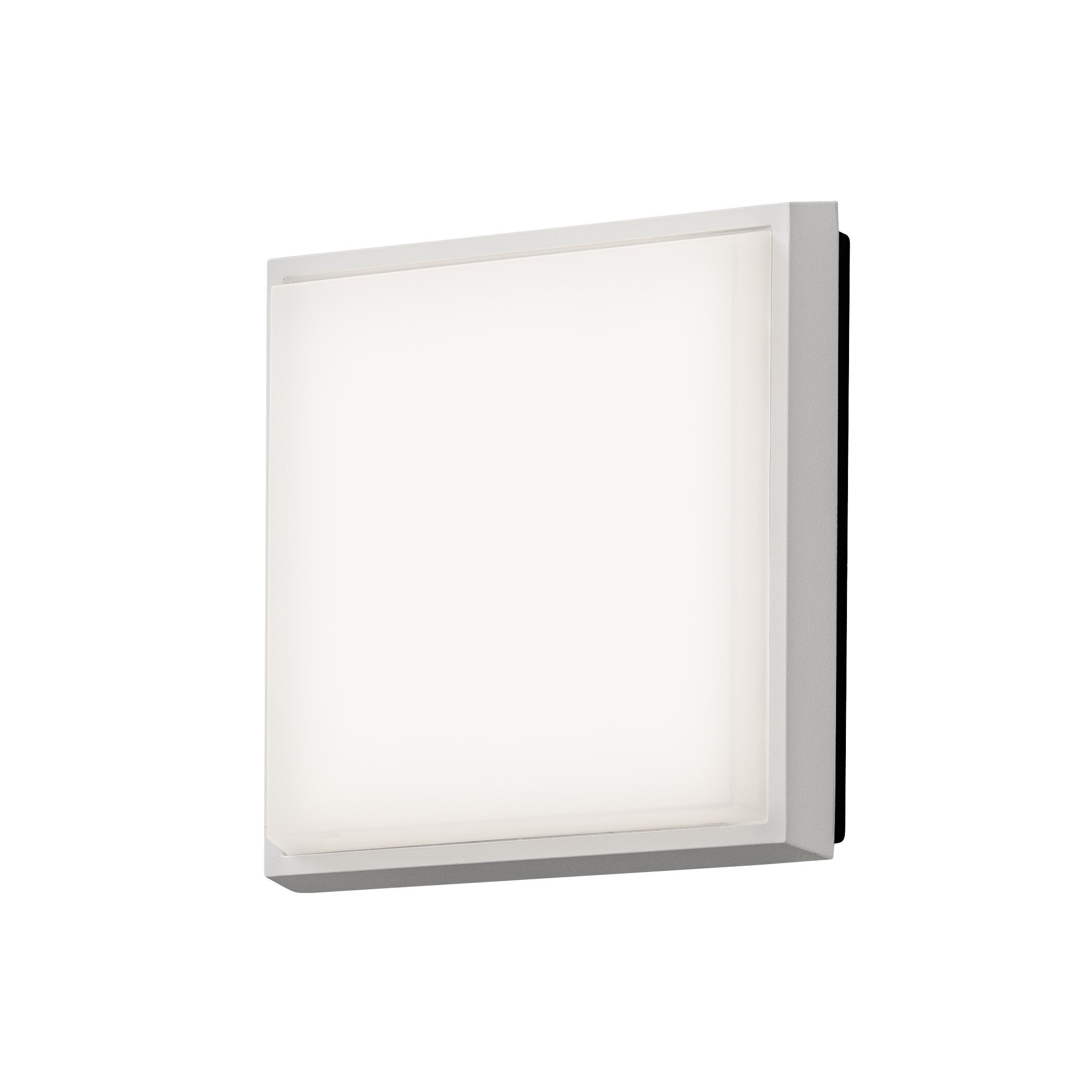 Konstsmide Outdoor Wall Light Mains Powered/Cesena Square Bulkhead Wall or Ceiling Use/High Power 10 W LED Wall Lamp/Opal-Frosted Polycarbonate Shade/Aluminium/IP54/Outside Light White