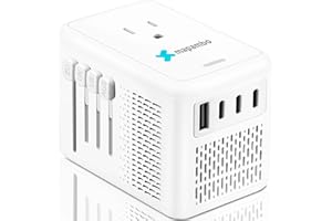 Mapambo 220V to 110V Voltage Converter US to Europe for Hair Dryer with 2 USB Port 2 USB C International European Universal Travel Adapter Worldwide Power Converter Plug Combo Type A C G I (White)