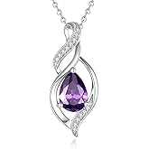FANCIME Birthstone Necklace for Women Teardrop Necklace S925 Sterling Silver Infinity Love Birthday Gifts for Mom Women Girls, 16"+2" Inches
