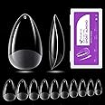 Gelike ec Short Almond Nail Tips: 240PCS Soft Gel Tips for Almond Shaped Full Cover Gel X Nail Tips Pre Etched - PMMA Resin Clear False Nails 10 Sizes