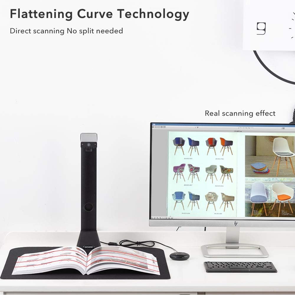 iOCHOW S5 Book & Document Camera, 22MP High Definition Professional Portable Book Scanner, Auto-Flatten & Deskew Tech, Capture Size A3, Multi-Language OCR, SDK & Twain for Office and Education: Electronics