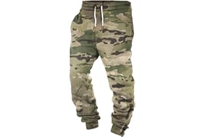 GENERIC Camo Sweatpants for Men Drawstring Baggy Cargo Pants Plus Size Athletic Workout Pants Camouflage Casual Work Trousers