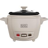 BLACK+DECKER 3-Cup Rice Cooker with Ceramic Nonstick Pot | Compact rice cooker with ceramic nonstick pot, automatic keep warm and one-touch operation.
